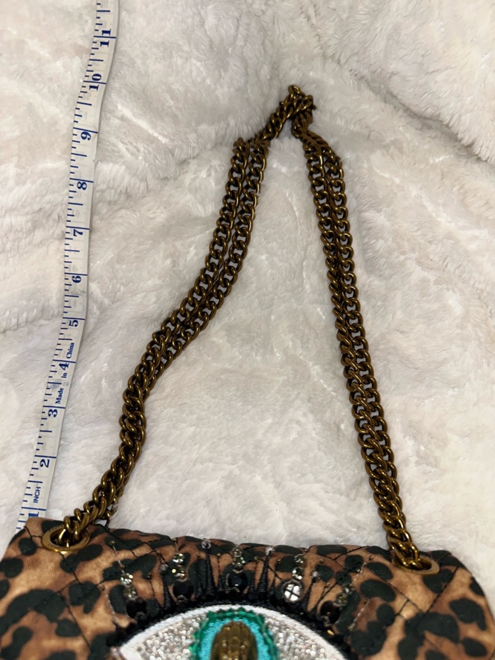 Kurt Geiger Leopard Print Mini Shoulder Bag with Embellished Eye - Picture 10 of 16
